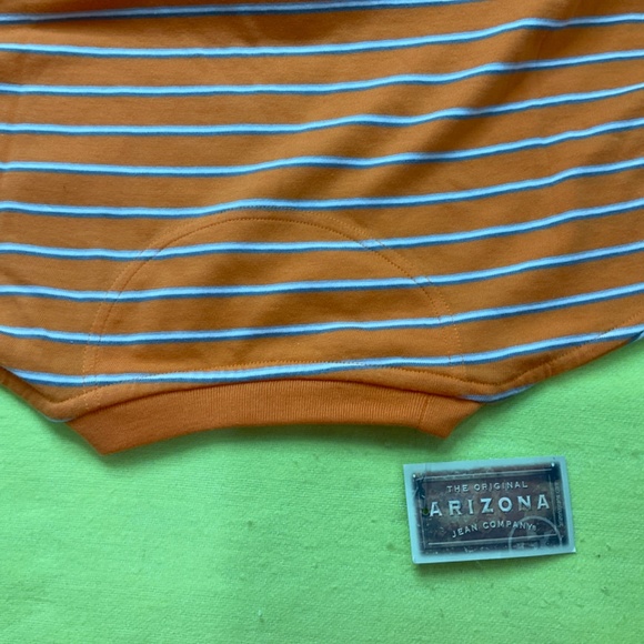 T-SHIRT ARIZONA JEAN COMPANY - BRAND NEW with TAGS Stickers  - ORANGE & Stripes - Picture 8 of 12